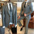 Color: Khaki, Size: 4XL, Ships From: CHINA - Groom Wear 3 Pieces Gray Men Suits 2021 Slim Fit Peak  F640-12000020352854210