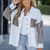 Color: White, Size: S - Women'S Long Sleeved Denim Jacket With Sequin Patchwork Q119-CJYD245906006FU