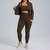 Color: Chocolate, Size: S-3pcs, Specifications:  - Womens High-Elastic Quick-Dry 3-Piece Sportswear Q119-CJDK265839623WD