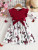 Color: Red, Kid Size: 7T - Set For Kids  Girl 3-7 Years old Ruffled Sleeve Butterfly Floral Tulle C F640-12000038266976051