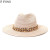 Color: Ivory, Size: M - Fashion Gold Chain Belt Panama Straw Hats For Women Summer Breathable Beach F640-12000026716467909