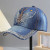 Color: Blue, Size: Adjustable - A Women?™s Sparkle Bling Rhinestone Bejeweled Cotton Denim Baseball F640-12000034698259497