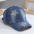 Color: Blue, Size: Adjustable - A Women?™s Sparkle Bling Rhinestone Bejeweled Cotton Denim Baseball F640-12000034698259497