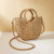 Color: Blue - Handwoven Straw Rattan Half-Moon Beach Handbag Large Capacity Women Summer Hollow Out F640-12000036991521272
