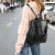 Vintage Leather-Textured Backpack Quilted Solid Color Large Capacity Zipper Adjustable Straps Multi F640-3256809281545555