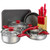 MegaChef 22 Piece Aluminum Cookware Combo Set in Red D970-MC-CS2200