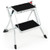 Folding 2 Step Ladder wiht Anti-Slip Pedal and Large Foot Pads-Black & White B593-TJ10004