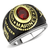 TK3723 - Two-Tone IP Gold (Ion Plating) Stainless Steel Ring with Synthetic Synthetic Glass in Red  A874-TK3723