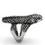 TK933 - High polished (no plating) Stainless Steel Ring with Top Grade Crystal  in Jet A874-TK933