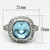LO2506 - Rhodium Brass Ring with Top Grade Crystal  in Sea Blue A874-LO2506