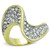 TK1549 - Two-Tone IP Gold (Ion Plating) Stainless Steel Ring with Top Grade Crystal  in Clear A874-TK1549