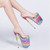 Color: White, Size: 35 - Super High Stiletto Transparent Glass Plastic Slippers Q119-CJNS106576402BY