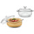 Set of 2 - 1-Quart Glass Dutch Oven Casserole Bakeware Baking Dishes with Lids Q280-GCRBL4859569731