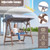 2-Person Porch Swing with Fir Wood Stand and Tilt Canopy-Brown B593-GT4243+