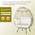 Oversized Patio Rattan Egg Lounge Chair with 4 Cushions-Light Brown - Color: Light Brown D681-HW70716+