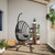  Hanging Egg Chair with Stand Anthracite Rattan and Steel A949-4007409