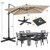 10 FT Cantilever Patio Umbrella with 32 Solar LED Lights and 220 LBS Base-Beige B593-NP13285+NP12183