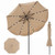 10 FT Scalloped Solar Patio Umbrella with 24 LED Lights and Tilt Adjustment-Beige B593-NP13216