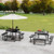 Outdoor Square Picnic Table Bench Set for 4-8 People with Umbrella Hole-Black - Color: Black - Size D681-NP12106BK