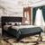Full Black Faux Leather Upholstered Platform Bed with Button-Tufted Headboard Q280-BLFL1399