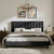 King size Black Velvet Upholstered Platform Bed Frame with Headboard Q280-KNBAV216728356
