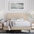 Full Size Adjustable Height Platform Bed Frame with Beige Upholstered Headboard Q280-FUBE1959