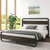 Full Heavy Duty Round Metal Frame Platform Bed with Black Wood Panel Headboard Q280-SFPBK549827416