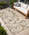 8' Runner Khaki Floral Washable Non Skid Indoor Outdoor Runner Rug N270-561724