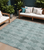 9' X 12' Teal Geometric Washable Non Skid Indoor Outdoor Area Rug N270-563275