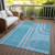 3' X 5' Teal Abstract Washable Indoor Outdoor Area Rug N270-561359