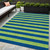 5' X 8' Navy Blue Striped Washable Non Skid Indoor Outdoor Area Rug N270-561090