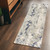 7' Runner Blue and Beige Abstract Runner Rug N270-554372