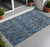 3' X 5' Blue and Coffee Floral Washable Non Skid Indoor Outdoor Area Rug N270-564386