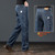 Color: 703H Blue Gray, Size: 42 - Autumn And Winter Straight Loose Plus Size Men's Fleece Padded Pa Q119-CJXX222730770RI
