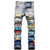 Color: Indigo, Size: 32 - Punk Trendy Retro Blue Ripped Slim Elastic Printing Printing And Dyeing F Q119-CJXX202441904DW