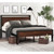 King Metal Platform Bed Frame with Mahogany Wood Panel Headboard Footboard Q280-KGMPBHDA1793652