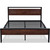 King Metal Platform Bed Frame with Mahogany Wood Panel Headboard Footboard Q280-KGMPBHDA1793652