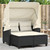 vidaXL Garden Sofa Black PE Rattan 2-Seater Adjustable Armrests A949-365780