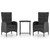 Bistro Set Black Poly rattan, steel, glass, fabric Medium A949-3058540