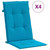 vidaXL Highback Chair Cushion Set of 4 Blue 100% Polyester A949-43184