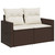 vidaXL Garden Sofa Brown Poly Rattan 2-seater Foldable Garden Sofa A949-366210
