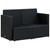 Sofa Black PE Rattan, Powder-Coated Steel, Polyester 2-Seater A949-45784