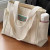 Color: Brown, Size: M - Large Capacity Canvas Solid Letter Tote Bag Versatile Handbag for Commuter  F640-12000040087758005