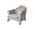 43" Two Tone Ivory Fabric And Antique Pearl Striped Arm Chair N270-491105