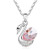 Dancing Swan Austrian Crystal Pendant Necklace - Pink A392-cnel0266