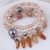 Crystal Ball and Seashell Combo Triple Layers High Fashion Bracelet - Champagne A392-fabr2228