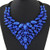 Splendid Glittering Resin Gems Combined Floral Statement Fashion Necklace - Blue A392-fane3165