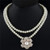 Graceful Pearl Centered Spot Oil Glazed Flower Pendant Dual Layers Pearl Fashion Necklace A392-fane3211