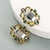 Rhinestone and Glass Gems Hollow Floral Design Square Women Costume Earrings - Black A392-fear6379