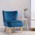 Modern Armless Velvet Accent Chair with Wood Legs-Blue B593-HW66637